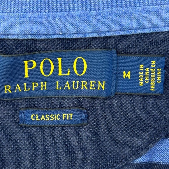 Polo Ralph Lauren Men's Classic Fit Striped Cotton Polo Shirt Blue Navy Medium - Picture 4 of 5